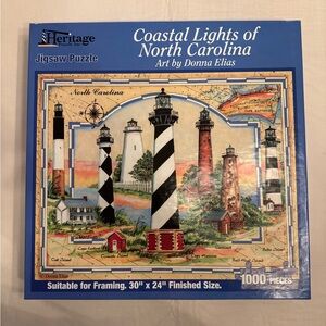 Heritage Puzzle - Coastal Lights of North Carolina 1000 Piece Lighthouse Puzzle